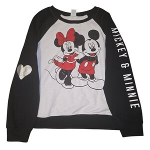 Disney Mickey And Minnie Mouse Sweatshirt, Heart On Sleeve,Size XL (15-17)